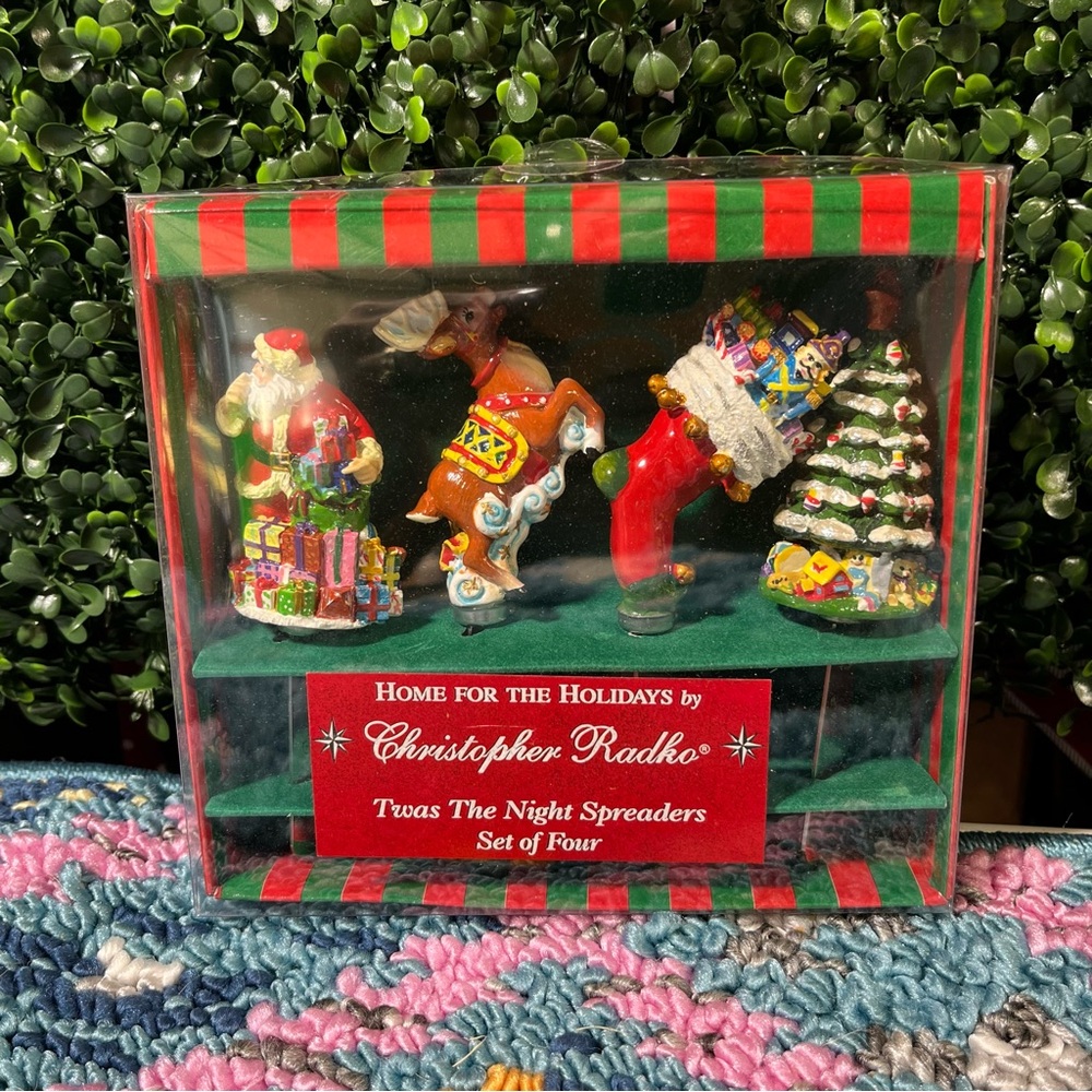 Christopher Radko Red and Green Striped Ornament Box